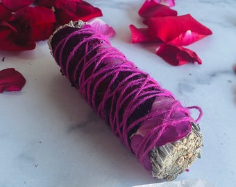 Botanical  Smudge Love and Emotion purple pink string