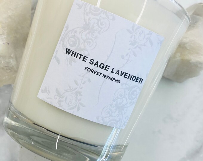 White Sage Lavender Gemstone Candle