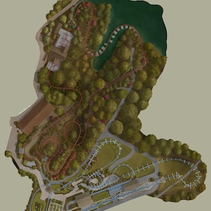 Big Bad Wolf y Drachen Fire en el plan ilustrativo de Williamsburg de Busch Garden