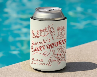 Spersonalizowana chłodziarka na puszki Last Rodeo Bachelorette, upominek Coastal Cowgirl Country Western Bachelorette