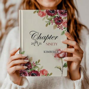 90th Birthday Gift, Chapter 90 Name Journal, Ninety Years Flower Notebook, Personalized 90 Years Old Birthday Present for Her Him Custom