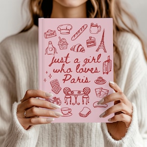 Personalized Paris Journal, Custom Name Eiffel Tower Notebook, Just a Girl Pink Journal, France Travel Journal, Gift for Paris Lover