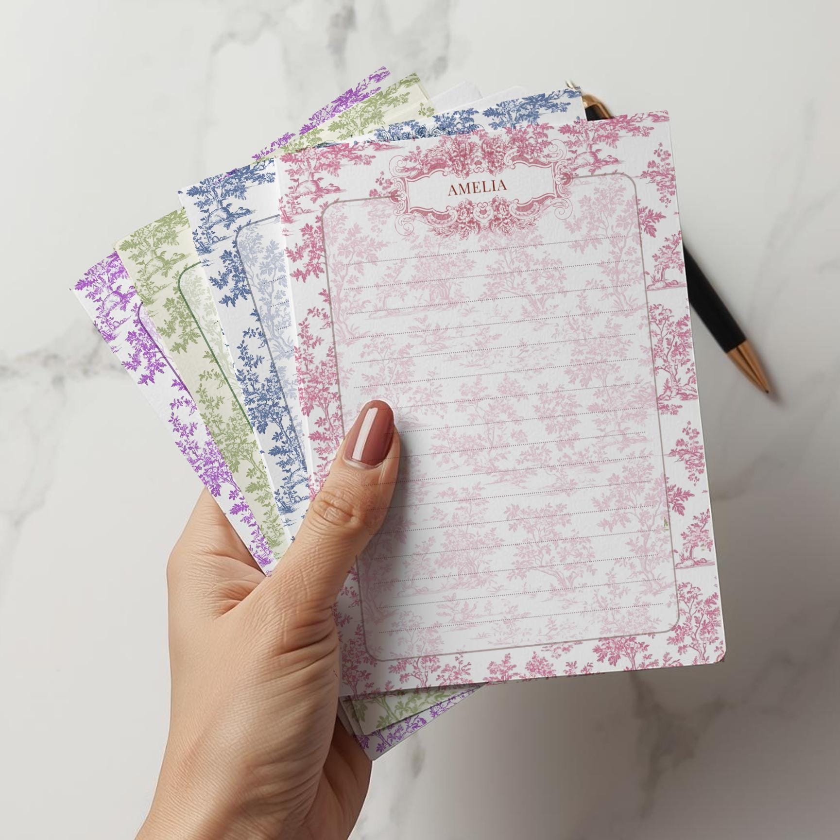 Personalized Notepad, Custom Floral Name Notepads, Sticky Notes, Thank ...