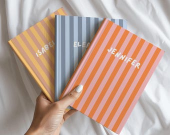 Personalized Striped Journal Hardcover | Custom Stripe Notebook