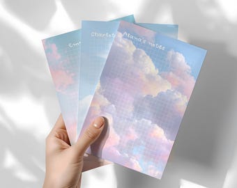 Personalized Pastel Sky Notepads, Cloudy Dreamy Memo Pad