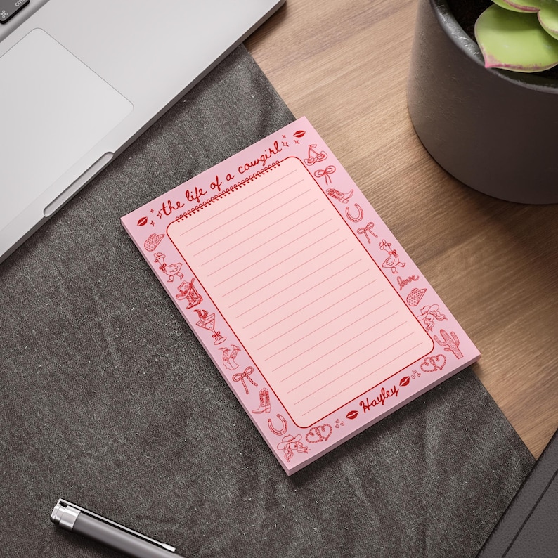 Cowgirl Notepad, The Life of a Cowgirl Personalized Note Pads, Western Custom Sticky Notes, Rodeo Stationery Gift image 2