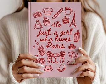 Personalized Paris Journal, Custom Name Eiffel Tower Notebook, Just a Girl Pink Journal, France Travel Journal, Gift for Paris Lover
