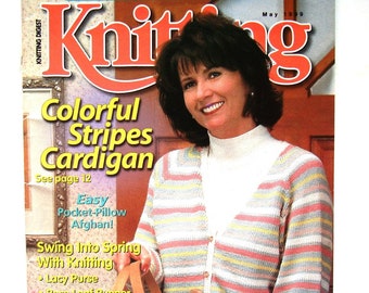 Tejido Digest Magazine PATTERNS Mujeres Cardigan suéter Jersey Jersey Afghan Dishcloth Botella Portadora Bebé Layette Suéter Manta