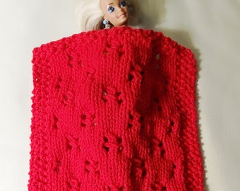 pdf Knitting Pattern for "Birthday Doll Blanket" -- PATTERN -- Doll Size Small Tiny Fashion Doll Throw Afghan