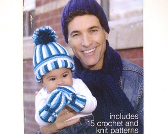 GIFTS & ACCESSORIES Pattern Booklet Crochet or Knit 15 Family Patterns Coats Hat Gloves Mitts Scarves Arm Leg Warmers Dog Coat Skullcap Wrap