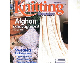 Tejido Digest Magazine PATTERNS Afghans Pillow Sport Team Sweater Chaqueta Cardigan Pullover Jumper Mujeres Niños Floral Mesa Configuración