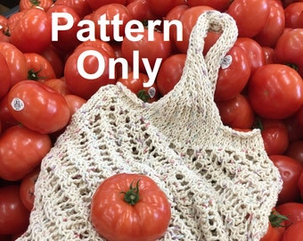 Instant Download pdf Knitting Pattern Market Bag Shopping Bag Tote Bag Beach Bag DIY Knit Pattern ennadoolf design Cotton Worsted Weight