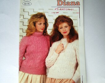 Cahier de modèles de tricot Diana numéro 449 Patons Beehive Knit Sweater Jacket Bonnet Cardigan Pullover Fair Isle Lace Cables Vest Tuque
