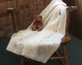 pdf Knitting Pattern for "Mhyllot Baby Blanket" - PATTERN - Instant Download Pram Cover Cot Blanket Lace Eyelet Butterfly Knit Baby Blanket