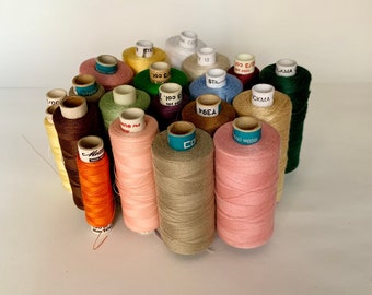 Lot of 20 Various Colours Spools of Sewing Thread Coats Mettler Stickma Brands