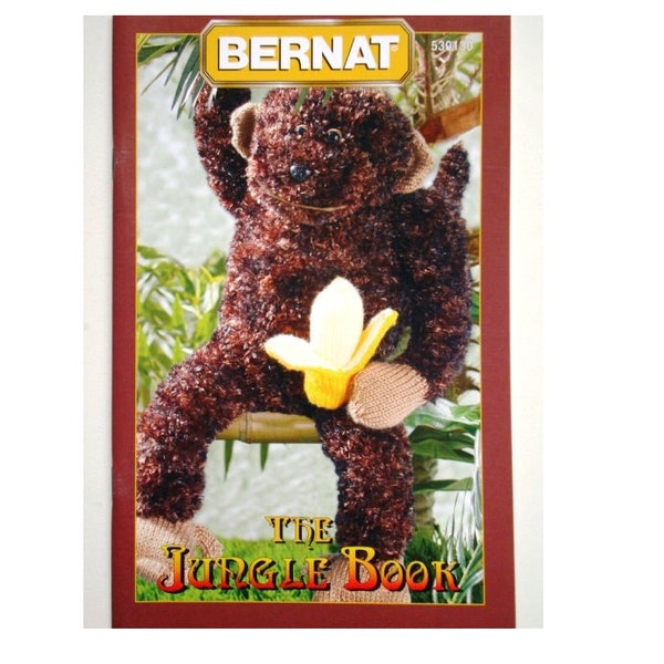 The Jungle Book Bernat Knitting Pattern Booklet 530130 Monkey, Flamingo, Parrot, Boa Constrictor Snake