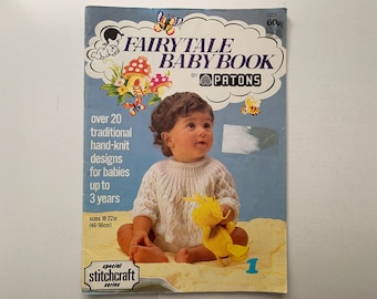 FAIRYTALE BABY BOOK Knitting Patterns 223 Patons Cardigan Sweater Coat Sleeping Bag Christening Dress Pilch Shawl Playsuit Leggings Hoodie