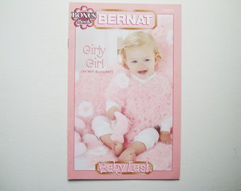 GIRLY GIRL Knit & Crochet Patterns Bernat 542016 Daisy Edge Blanket Daisy Poncho Striped Poncho Precious Pig Stuffie Cape Flower Rated Easy