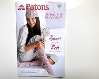 SWEET To Your FEET Knit & Crochet SOCK Patterns Booklet 500863 Patons Ankle Socks Knee Socks Thigh-high Socks Headband Wrist Warmers