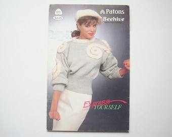 EXPRESS YOURSELF Knitting Pattern booklet 611 Patons Beehive Men Women Charted Knitting Patterns Sweater Pullover Jumper Fair Isle Charts