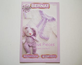 PRECIOUS PIECES Baby Pattern Book 542018 Knit & Crochet Bernat patterns Babies INFANT Sweater Jacket Cardigan Jumper Bolero Dress Overalls