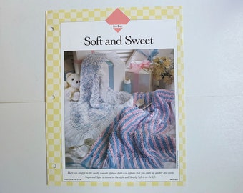 SOFT & SWEET Baby Afghan Crochet Pattern Vanna's Afghan and Crochet Favorites Patterns VACF-HC2 Blanket Throw Coverlet Child Children