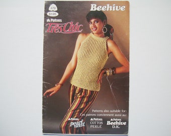 TRÈS CHIC Knitting Patterns Booklet no 479 Beehive Patons Sleeveless Top Tunic Women Teen Cap Sleeve Sophisticate Knit Pattern Evening Wear