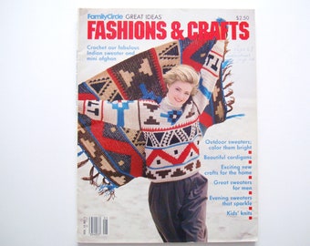 FAMILY CIRCLE Magazine Great Ideas Fashions & Crafts Crochet Knitting Patterns Rugs Wallhangings Afghans Pillows Yo-yo's Sweaters Cardigans