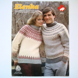Bufalo bianco Pullover per lui o per lei Modelli di maglieria 2015 Modello di carta Elenka Fair Isle Maglia Grafico Design Uomo Donna Maglione stile islandese