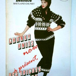 Chunky Knits Now Knitting Patterns Booklet Patons Beehive 481 Sweater Pullover Men Women Children Jumper Cardigan Aran Teen Casual Fair Isle image 2