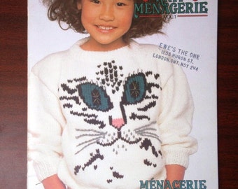 Patrones de tejido KNIT MENAGERIE Patrones de tejido Beehive 495 Gato Dinosaurio Conejito Conejo Scottie Perro Oso de peluche Caballo Oveja Suéter Jersey