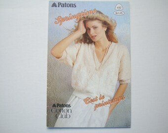 SPRINGTIME Knitting Patterns Booklet no 492 Beehive Patons Women Teen Tops Short Sleeve Sleeveless Lacey Pullover Vest Cover Up Spring Knits