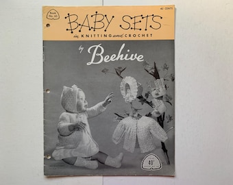 BABY SETS Knit & Crochet Patterns Book 65 by Beehive Cardigan Sweater Jacket Bonnet Booties Jumper Hat Bootees Infant 3 6 9 12 Months Sizes