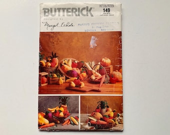 NUEVO Patrón de costura Butterick 149 SIN CORTAR Frutas Verduras Maíz Piña Berenjena Plátano Zanahoria Calabaza Pera Manzana Naranja Calabaza Hojas 5086