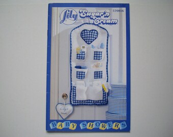 BABY SHOWERS Crochet Pattern Booklet Lily 570816 Catch-All Wall Hanging Duck Cat Bunny Washcloths Crib Mobile Whale Alligator Crocodile Toys