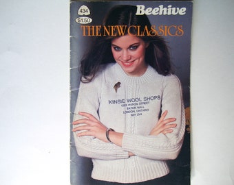 The New Classics Knitting Patterns Booklet number 434 Patons Beehive Knit Sweater Cardigan Jumper Pullover Hat Cabled Fair Isle Argyle Vest