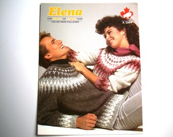 Patrones de tejido para jerseys de White Buffalo Mills para él o para ella. Patrón de papel Elena 2009. Diseño gráfico de tejido Fair Isle para hombres y mujeres. Estilo islandés.