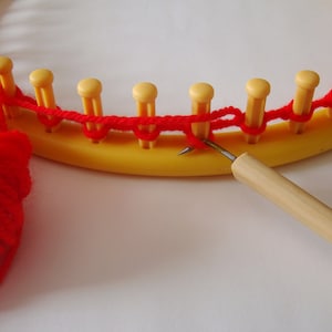 Stor vävstolskrok. 10 mm (0,4 tum) kork- eller stickkrok. Bambuhandtag. Stickkrok. Strumpkrok. (E)