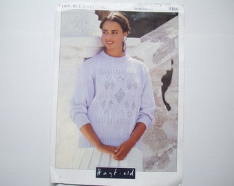 Lacy Sweater 4166 Hayfield Knitting Pattern Women Bust Sizes Fits 76-102 cm 30-40 inches Pullover Patterned Motif Square Jumper Crew Neck