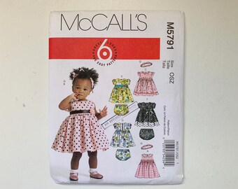 Patrón sin cortar McCalls M5791 5791 Talla infantil OSZ - S M L XL Vestidos forrados Vestido de verano Braguitas Bombachos Diadema 6 looks fantásticos Un patrón fácil
