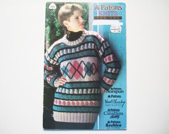 KNITS FOR YOU Pattern Booklet no. 660 Patons Beehive Sweater Jacket Jumper Pullover Hoodie Bunnyhug Hooded Cardigan Cables Aran Style Unisex