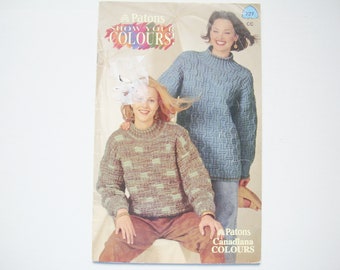 SHOW YOUR COLOURS Knitting Pattern booklet Patons Beehive 727 Unisex Adult Sweaters Pullovers Jumpers Cardigan Cable Design Men Women Knit