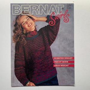 SWIRLS Ulotka 1277 Bernat Wzór na robótkę na drutach LACY DIAMONDS Sweter Sweter Unisex Kobiety Jej Panie Mężczyźni On Nastolatki Worsted Waga