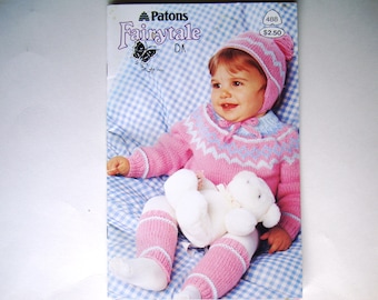 Fairytale Baby Pattern Book 488 Beehive Patons Newborn Knit Patterns Sweater Cardigan Jumper Hat Mittens Overalls Leg Warmers Booties Jacket