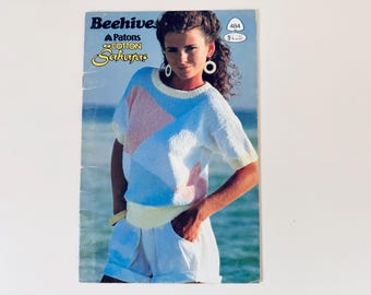 Folleto de patrones COTTON SAHARA de Beehive Patons 484 Camisetas sin mangas con conchas para mujer Suéteres de verano Pareos de playa Encaje Fresco Mujeres Cómodo Raro