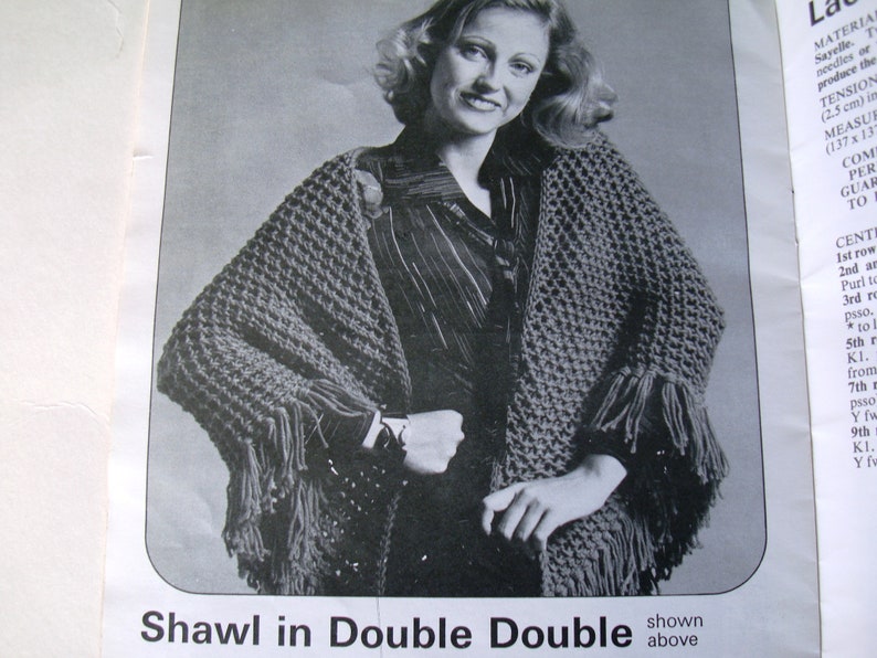 SHAWLS by Beehive Patons Knitting Crochet Patterns Booklet 405 Hooded Shawl Picot Border Evening Lace Striped Triangular Square Circular image 8