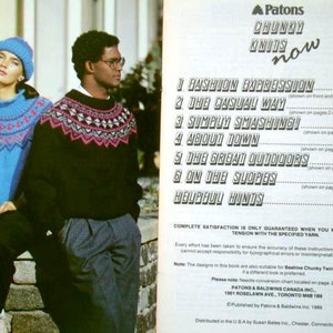 Chunky Knits Now Knitting Patterns Booklet Patons Beehive 481 Sweater Pullover Men Women Children Jumper Cardigan Aran Teen Casual Fair Isle image 6
