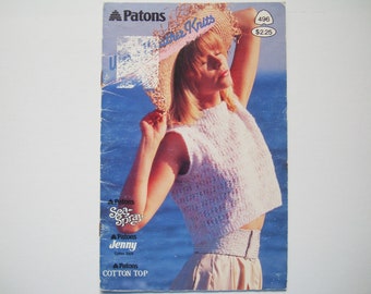 WARM WEATHER KNITS Knitting Patterns Booklet no 496 Beehive Patons Women Teen Tops Pullover Short Sleeve Sleeveless Cable Spring Summer Vest