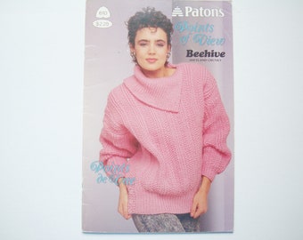 POINTS OF VIEW Knitting Pattern booklet Patons Beehive 610 Women Men Unisex Adult Sweater Pullover Jumper Cable Knit Designs Casual Comfort