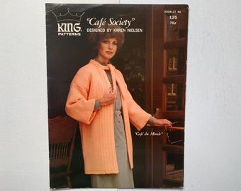 CAFE SOCIETY Knitting Booklet No. 125 King Patterns Café du Monde Auberge St Martin Sweater Jackets Cardigans Women Vintage Classic Elegance